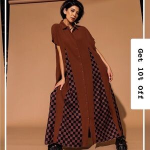 Dressed in LALA California Cool Oversized Maxi Dress in Brown